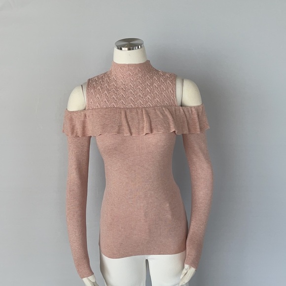 NWT WHBM Cold Shoulder Mock Neck Sweater XS - Picture 2 of 16